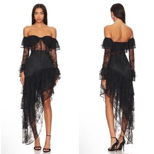 Majorelle Maddalena Black Lace Dress